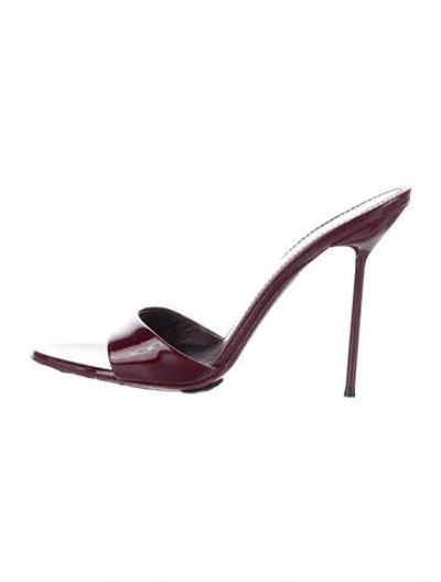Pre-owned Paris Texas Patent Leather Slides In Burgundy