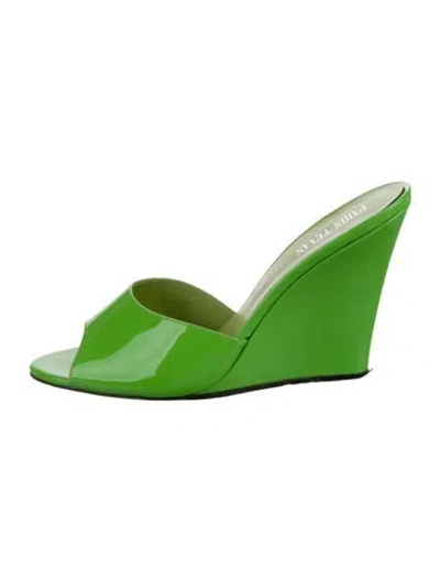 Pre-owned Paris Texas Patent Leather Slides In Green