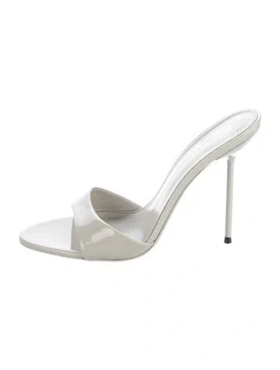 Pre-owned Paris Texas Patent Leather Slides In Grey