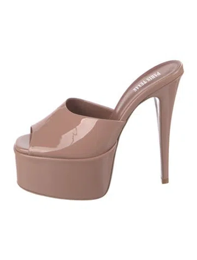 Pre-owned Paris Texas Patent Leather Slides In Neutral