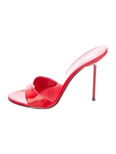 Pre-owned Paris Texas Patent Leather Slides In Red