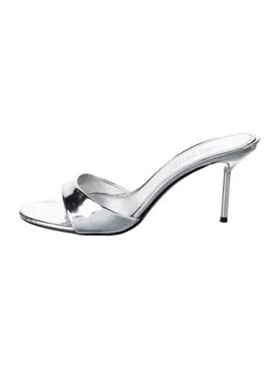 Pre-owned Paris Texas Patent Leather Slides In Silver