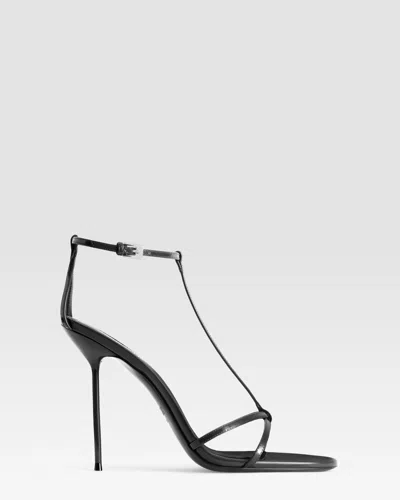 Paris Texas Patent Leather T-strap Sandal In Black