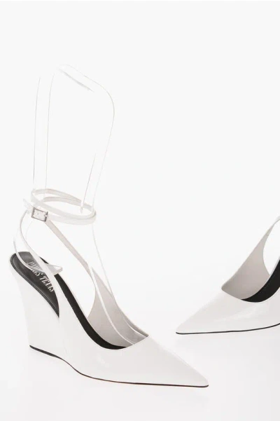 Paris Texas Patent Leather Wanda Slingbacks With Wedge Heel 9.5cm In White
