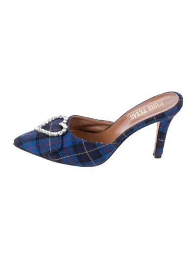 Pre-owned Paris Texas Plaid Print Mules In Blue