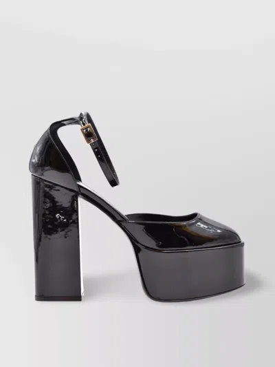 Paris Texas Platform Sandals Patent Finish Open Toe In Gray