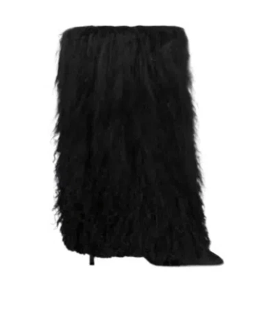 Paris Texas Plush Stiletto Boots In Black