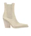 Paris Texas Angora Calf Suede Ankle Boots In Nude