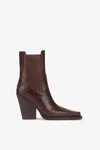 Paris Texas Pointed Ankle Boots In Chocolate And Mocha Lizard-printed Leather In Chocolate/mocha