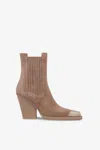 Paris Texas Pointed Ankle Boots In Smooth Koala Suede Leather In Koala