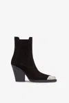 Paris Texas Pointed Ankle Boots In Smooth Off-black Suede Leather In Off-black