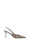 Paris Texas Pointed Arrow Toe Slingback In Glossy Patent Finish In Brown