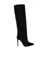Paris Texas Holly Crystal-embellished Suede Knee Boots In Black