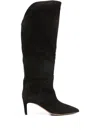 Paris Texas Pointed Calf Suede Boots In Black