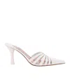 Paris Texas Leather Strappy Stiletto Sandals With Pointed Toe In White