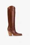 Paris Texas Pointed Knee-high Boots In Shiny Vintage Leather In Leather