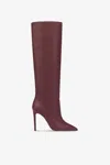 Paris Texas Pointed Knee-high Boots In Smooth Burgundy Leather In Burgundy