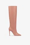 Paris Texas Pointed Knee-high Boots In Smooth Texas Pink Leather In Texas Pink