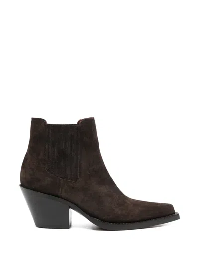 Paris Texas Pointed Suede Boots In Brown
