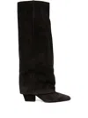Paris Texas Jane Folded Suede Knee Boots In Brown