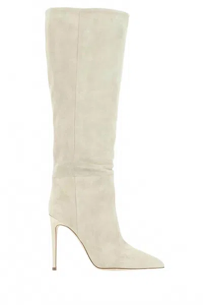 Paris Texas Pointed Toe Knee-high Boots In Angora In White