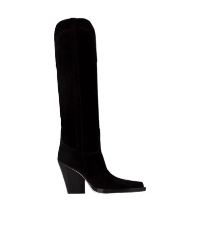 Paris Texas Pointed-toe Leather Boots In Black