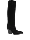 Paris Texas Western Style Knee High Suede Boots In Black