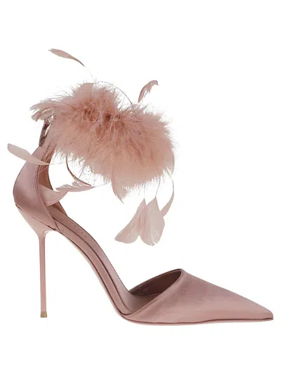 Paris Texas Pointed Toe Satin Pumps In Pink