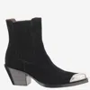 Paris Texas Pointed-toe Suede Ankle Boots With Metallic Detailing In Black
