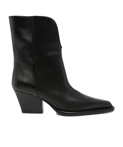 Paris Texas Pointed-toe Leather Ankle Boots In Black
