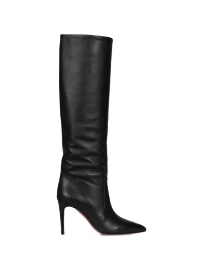 Paris Texas Pointed-toe Leather Knee-high Boots In Black