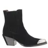 Paris Texas Pointed-toe Suede Ankle Boots With Metallic Detailing In Black