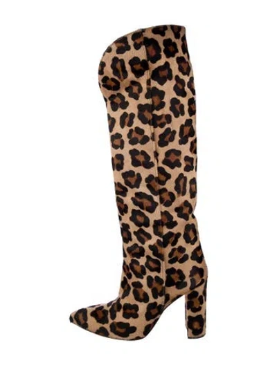 Pre-owned Paris Texas Ponyhair Animal Print Boots In Brown