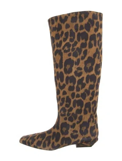 Pre-owned Paris Texas Ponyhair Animal Print Boots In Brown