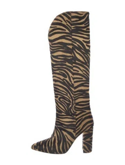 Pre-owned Paris Texas Ponyhair Animal Print Boots In Neutral