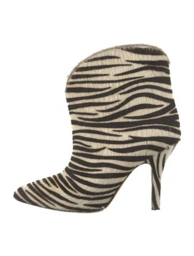 Pre-owned Paris Texas Ponyhair Animal Print Boots In White