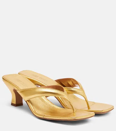 Paris Texas Portofino 55 Metallic Leather Thong Sandals In Gold