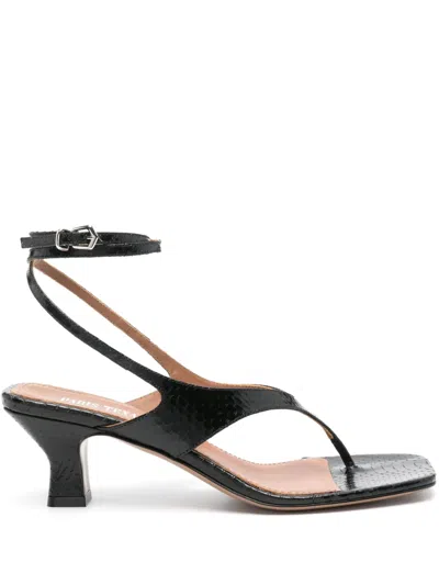 Paris Texas Leather Sandals With Ayers Effect In Black