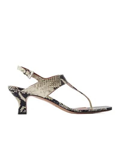 Paris Texas Portofino Snake-effect Leather Sandals In Nude