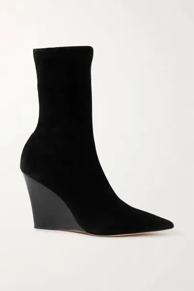 Pre-owned Paris Texas Pre-loved Women's Wanda Suede Wedge Boot In Black
