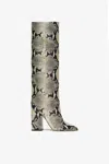 Paris Texas Anja Snake-effect Leather Knee Boots In Grey