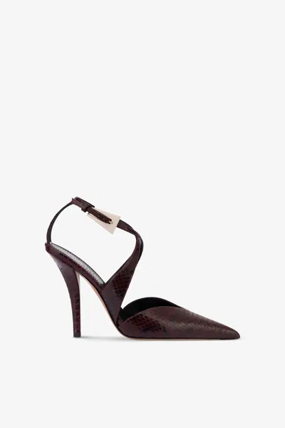 Paris Texas Pumps In Burgundy Python-printed Leather In Brown