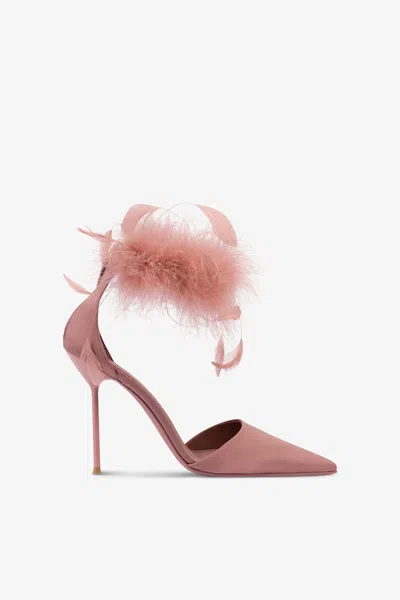 Paris Texas Pumps In Dark Phard Satin In Pink