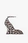 Paris Texas Pumps In White And Dark Brown Printed Cowhide