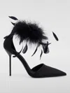 Paris Texas Lidia Satin Sandals With Feather Detail In Schwarz