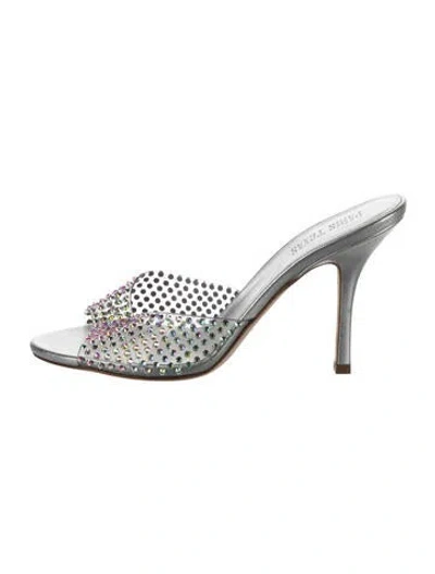 Pre-owned Paris Texas Pvc Crystal Embellishments Mules In Clear/silver