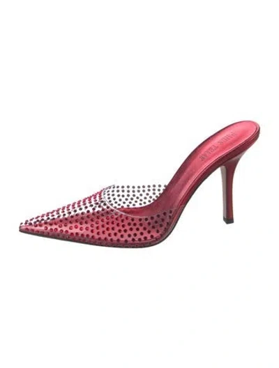 Pre-owned Paris Texas Pvc Crystal Embellishments Mules In Red