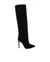 Paris Texas Holly Crystal-embellished Suede Knee Boots In Black