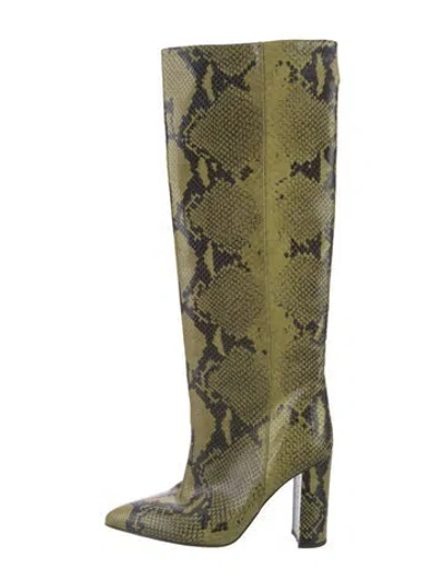 Pre-owned Paris Texas Python Animal Print Boots In Green