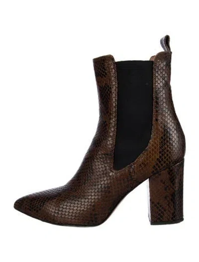 Pre-owned Paris Texas Python Animal Print Chelsea Boots In Brown